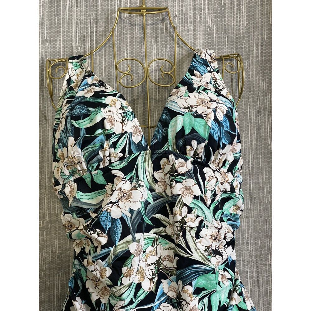 Swim Solutions Women's Plunge Tummy Control One Piece Swimsuit SZ 18‎ - Picture 3 of 8
